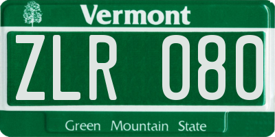 VT license plate ZLR080