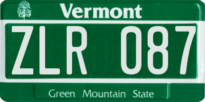 VT license plate ZLR087