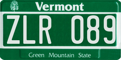 VT license plate ZLR089