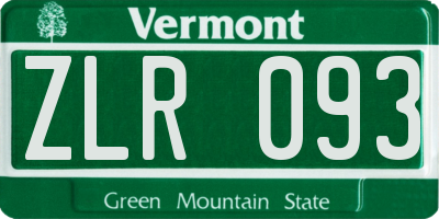VT license plate ZLR093