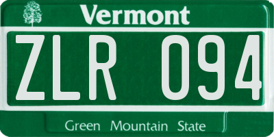 VT license plate ZLR094