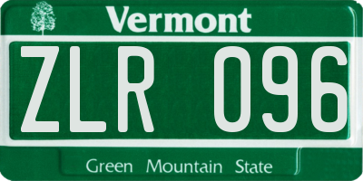 VT license plate ZLR096