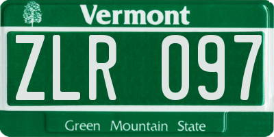 VT license plate ZLR097