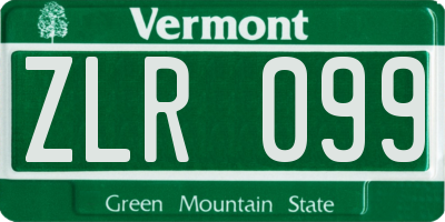VT license plate ZLR099