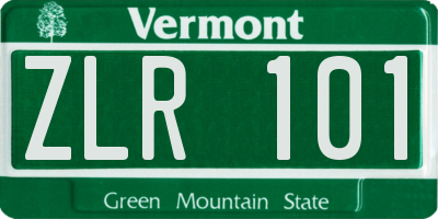 VT license plate ZLR101