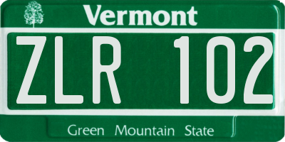 VT license plate ZLR102