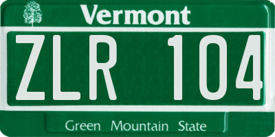 VT license plate ZLR104
