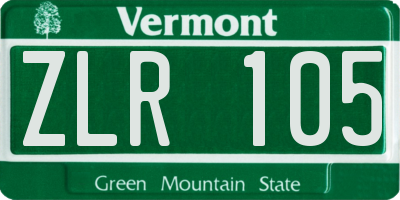 VT license plate ZLR105