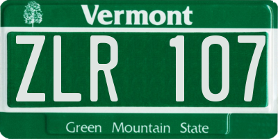 VT license plate ZLR107