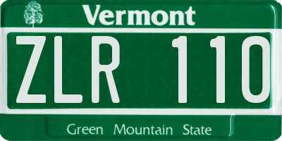 VT license plate ZLR110