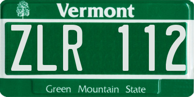 VT license plate ZLR112