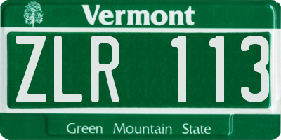 VT license plate ZLR113