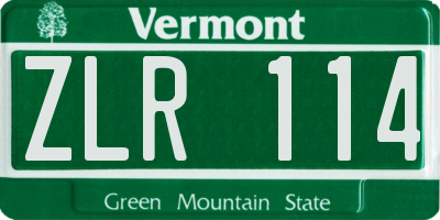 VT license plate ZLR114