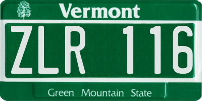 VT license plate ZLR116