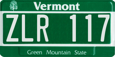 VT license plate ZLR117