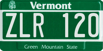 VT license plate ZLR120