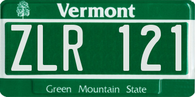 VT license plate ZLR121