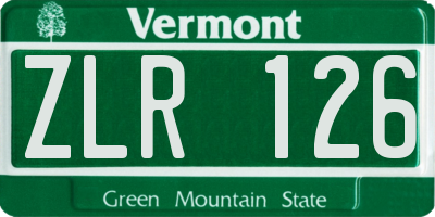 VT license plate ZLR126
