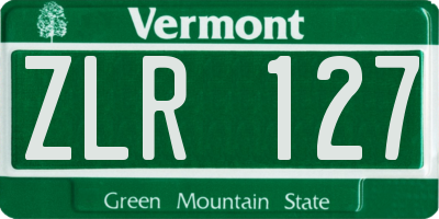 VT license plate ZLR127
