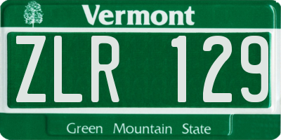 VT license plate ZLR129