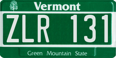 VT license plate ZLR131