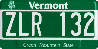 VT license plate ZLR132