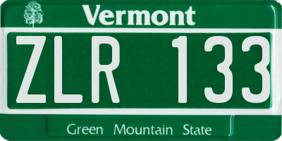 VT license plate ZLR133