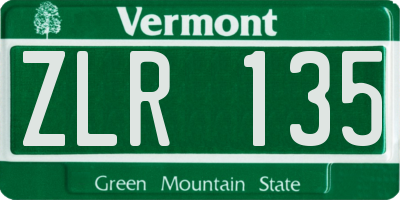 VT license plate ZLR135