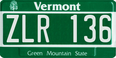 VT license plate ZLR136