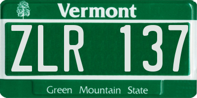 VT license plate ZLR137