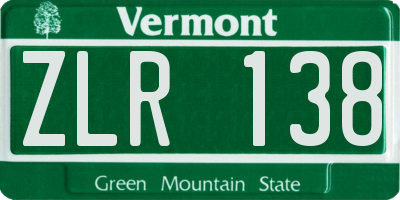 VT license plate ZLR138