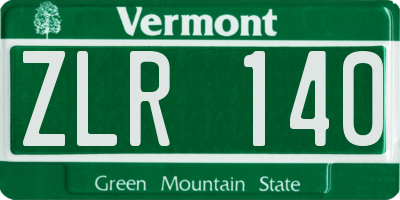 VT license plate ZLR140