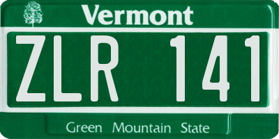 VT license plate ZLR141
