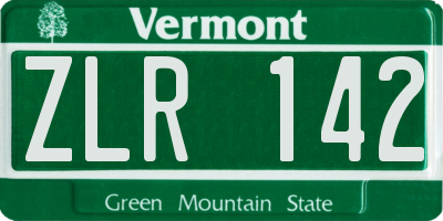 VT license plate ZLR142