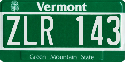 VT license plate ZLR143