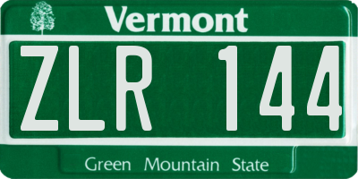VT license plate ZLR144