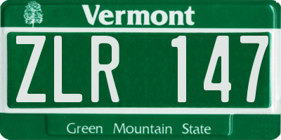 VT license plate ZLR147
