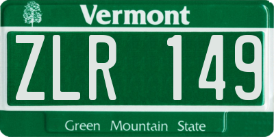 VT license plate ZLR149