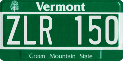 VT license plate ZLR150
