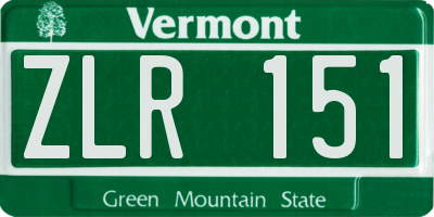 VT license plate ZLR151