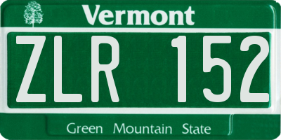 VT license plate ZLR152