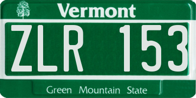 VT license plate ZLR153