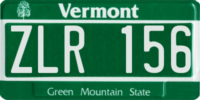 VT license plate ZLR156