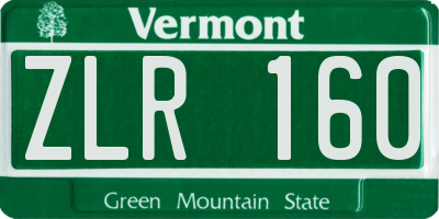 VT license plate ZLR160