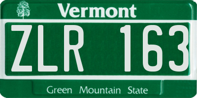 VT license plate ZLR163