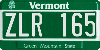 VT license plate ZLR165