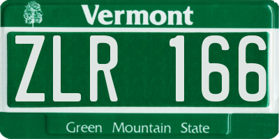 VT license plate ZLR166