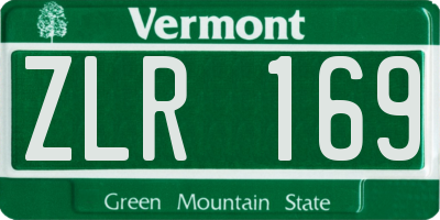 VT license plate ZLR169