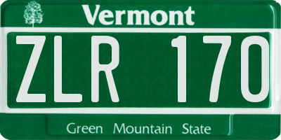 VT license plate ZLR170