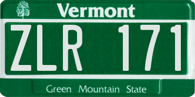 VT license plate ZLR171